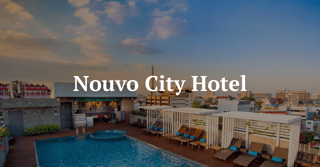 Poolside rooftop property shot of Nouvo City Hotel